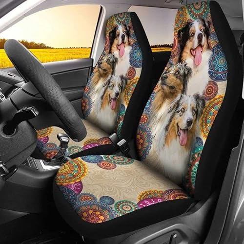 Autositzbezüge Australischer Hirte Sitzbezug Auto Vordersitze Fashion Autositzbezug Universelle Auto Sitzbezug Für Autos, Anhänger, Lastwagen, 52X138Cm von Generic