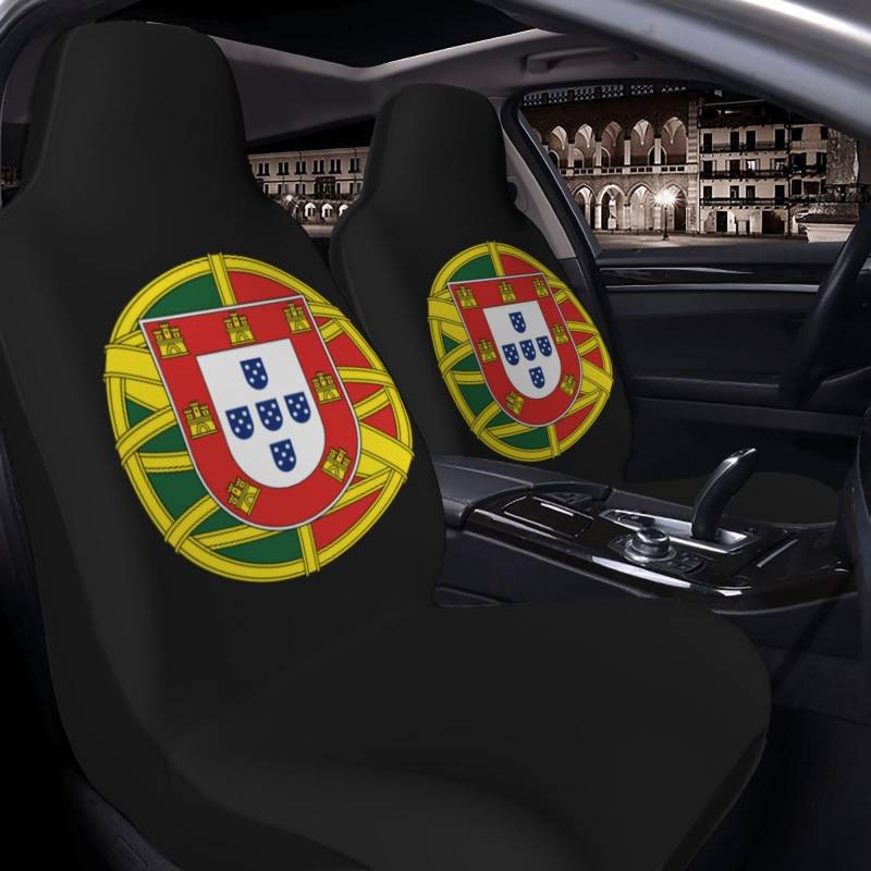 Autositzbezüge Portugal-Flaggenelement 2 Vordersitzbezüge Ideal Autositzbezüge Kompletter Satz Einfache Installation Sitzbezüge Auto Für Die Meisten Limousinen Auto Männer 52x138cm von Generic