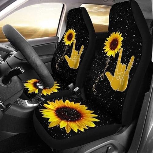 Autositzbezüge Sonnenblume Sitzbezug Auto Vordersitze Passform Innenraum Sitzschoner Universelle Auto Sitzbezüge Für Anhänger, Wohnmobil, Suvs, 52X138Cm von Generic