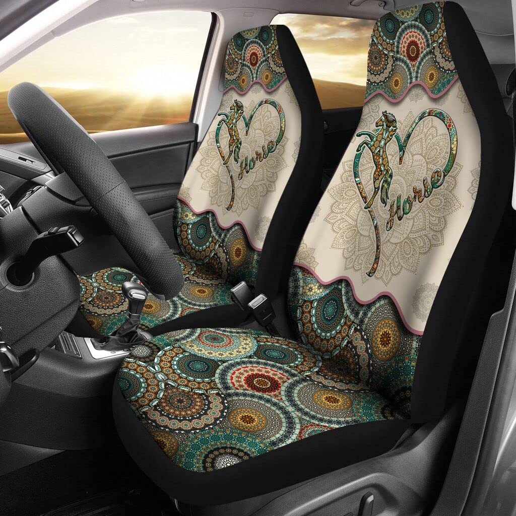 Autositzbezüge Vordersitze Mandala Horse Mandala Pattern Auto-Schonbezüge Universelle Sitzbezug Auto Vordersitze rutschfeste Autositzbezug Für Fahrzeuge, Autos, Wohnmobil, 52X138Cm von Generic