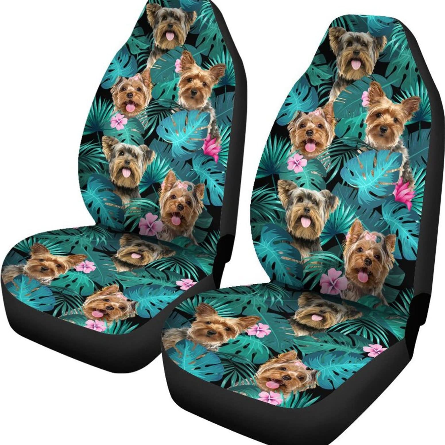 Autositzbezüge Yorkshire-Terrier-Hawaii-Muster Autositzbezug Einfach Zu Montierende Auto Sitzbezüge Universelle Sitzbezug Auto Vordersitze Für Fahrzeuge, Autos, Wohnmobil, 52X138Cm von Generic