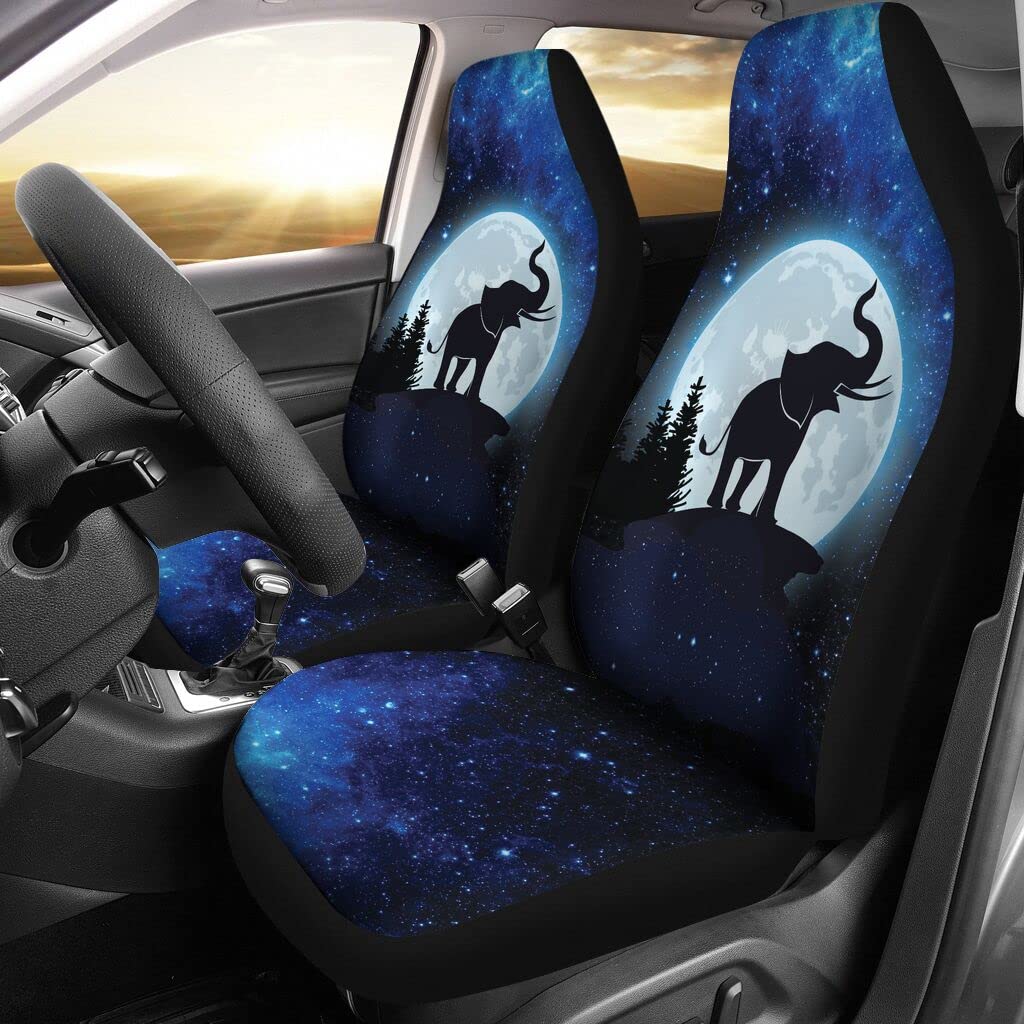 Autositzbezug Elefant Auf Der Mondgalaxie Autoschonbezüge Fashion Auto-Zubehör Universelle Sitzbezug Auto Vordersitze Für Fahrzeuge, Wagen, Wohnmobil, 52X138Cm von Generic