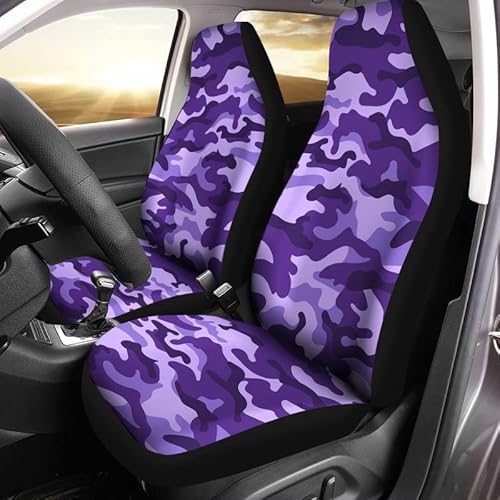 Autositzschoner Lila Camouflage-Print Autositz Vorne Atmungsaktiv Schonbezug Fahrersitz Luxus Auto-Sitzbezüge Für Auto Meisten Autos LKW von Generic