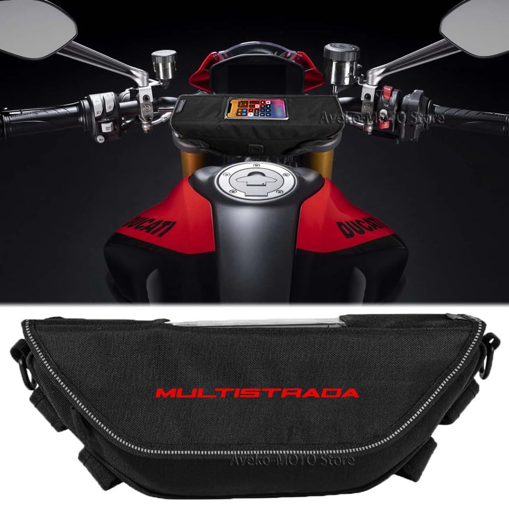 Aveko Lenkertasche für Multistrada 950 1200 1260 V4 V4S Hypermotard 950 Monster 797 821 Motorradtasche, wasserdicht, für Handy, Navigationstasche am Lenkrad von Generic