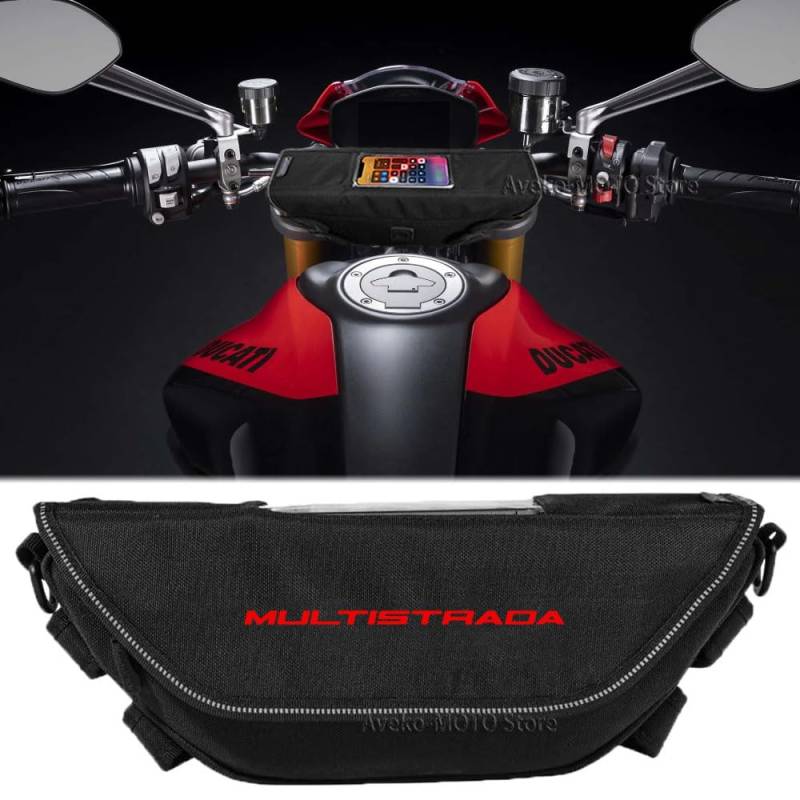 Aveko Lenkertasche Motorrad Zubehör für Multistrada 950 1200 1260 V4 V4S Hypermotard 950 Monster 797 821, wasserdicht, für Handy, Navigationstasche am Lenkrad von Generic