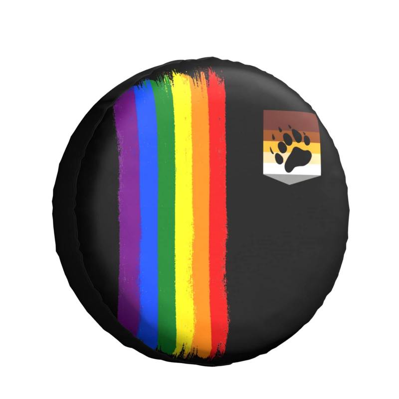 Bär LGBT Gay Pride Flagge Reserveradabdeckung Sonnenschutz Reserverad Reifenabdeckung Staubdicht Ersatzreifenabdeckungen Universal Für LKW Rv Anhänger 14inch von Generic