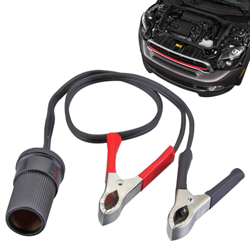 Batterieklemmen auf Feuerzeug-Adapter, Autobatterie-Krokodilklemmen auf 12 V/24 V-Feuerzeug-Steckdose-Adapter, 30 A USB-Autoladegerät-Feuerzeug-Steckdose, Auto-Feuerzeug-Steckdose-Verlängerungskabel m von Generic