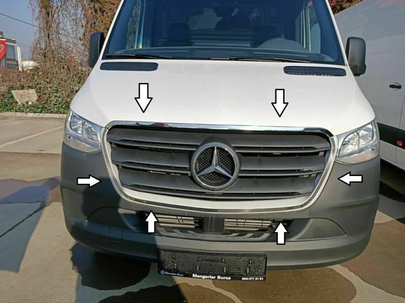 Boa Line Auto- Chrom Haube Ventilatorrahmen & Frontgrill Abdeckung – Rahmen, kompatibel mit Mercedes Sprinter W907 von Generic