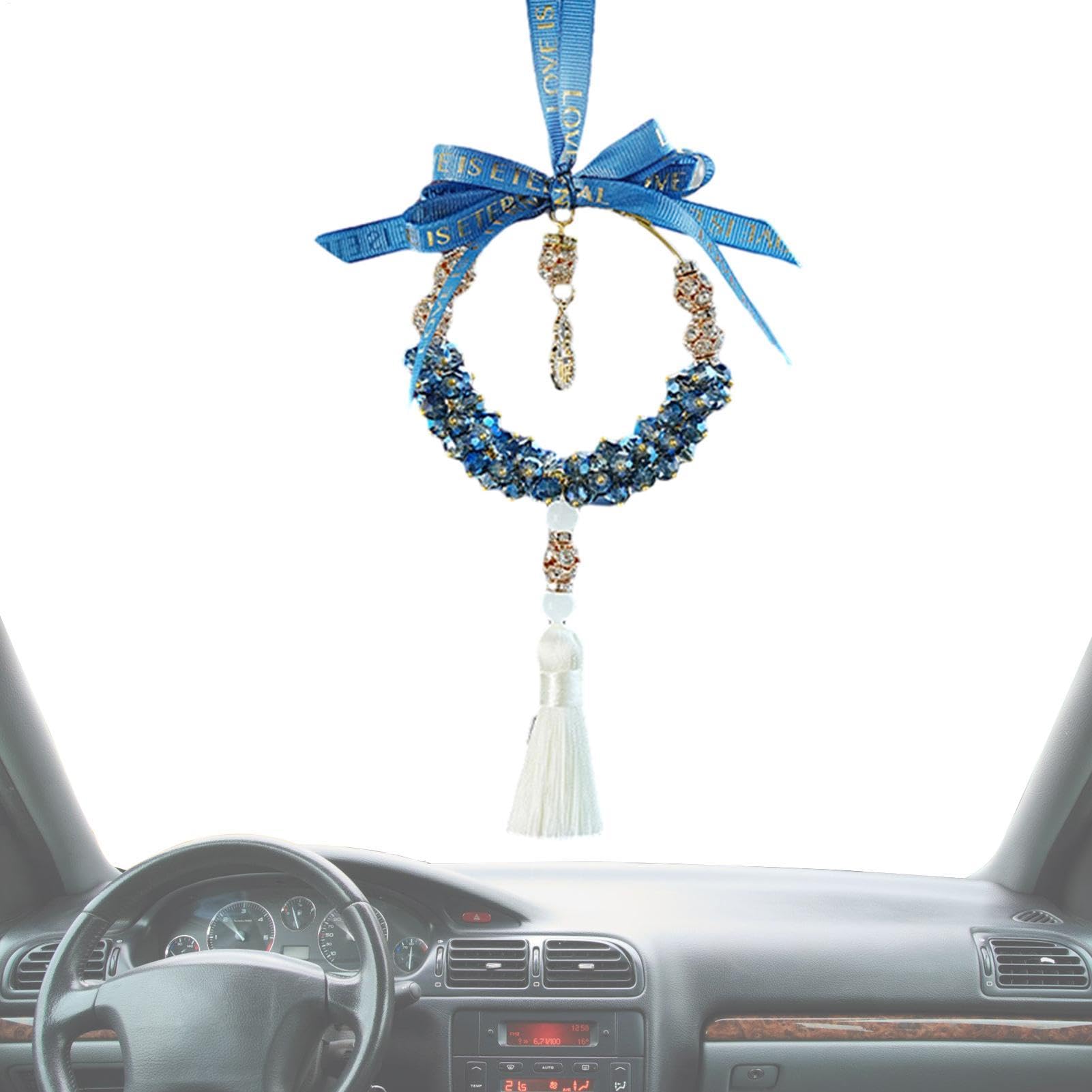 Bogenauto Ornament, Bogenauto Charme | Dekorative Kristallauto -Ornament | Fahrzeugdekorationen mit Seil, tragbarer Automobilzauber für Reisen, tägliches Leben von Generic