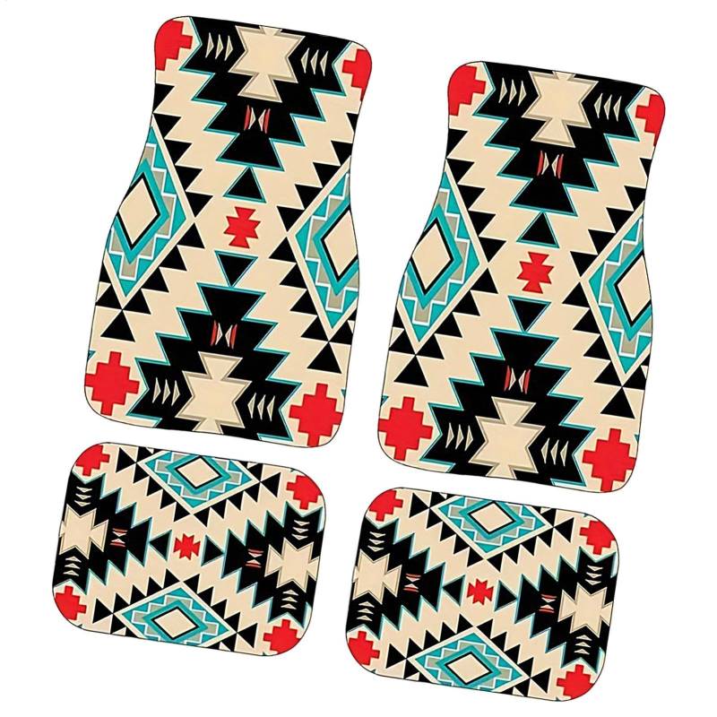 Bohemian Car Floor Matten, Automatten vorne hinten Voll-Set 4pcs, Boho-Autozubehör, erfahrbare Material von Generic