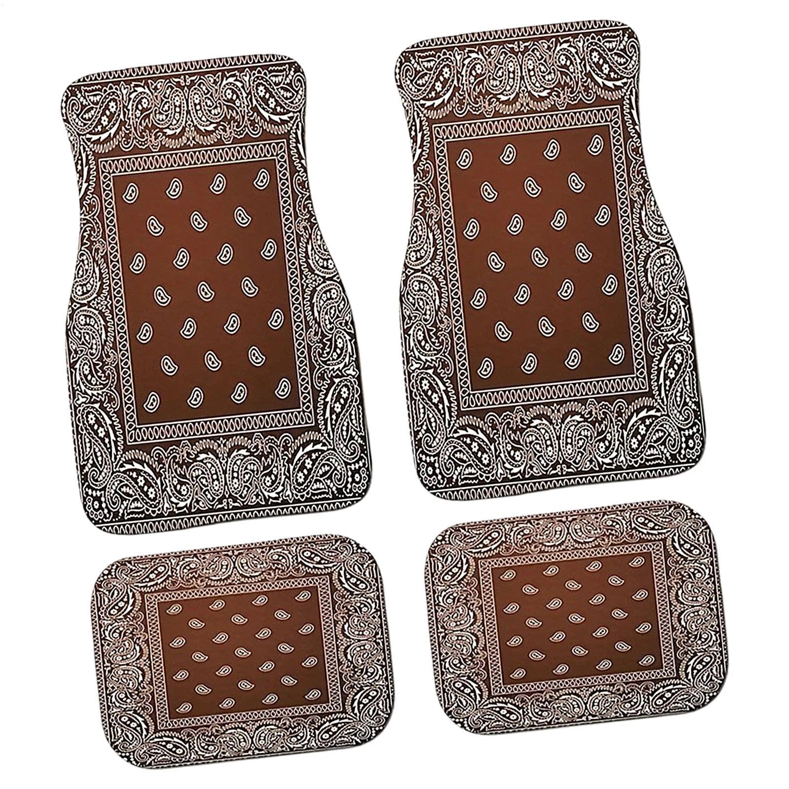 Bohemian Car Matten - Automatten vorne hinten Voll -Set 4PCs, Boho -Autozubehör, fördern Straßensicherheit, Nicht -Rutsch -Design, Retro -Design, Autoautoschutz vor Schnee, Schlamm, Regen, Staub von Generic