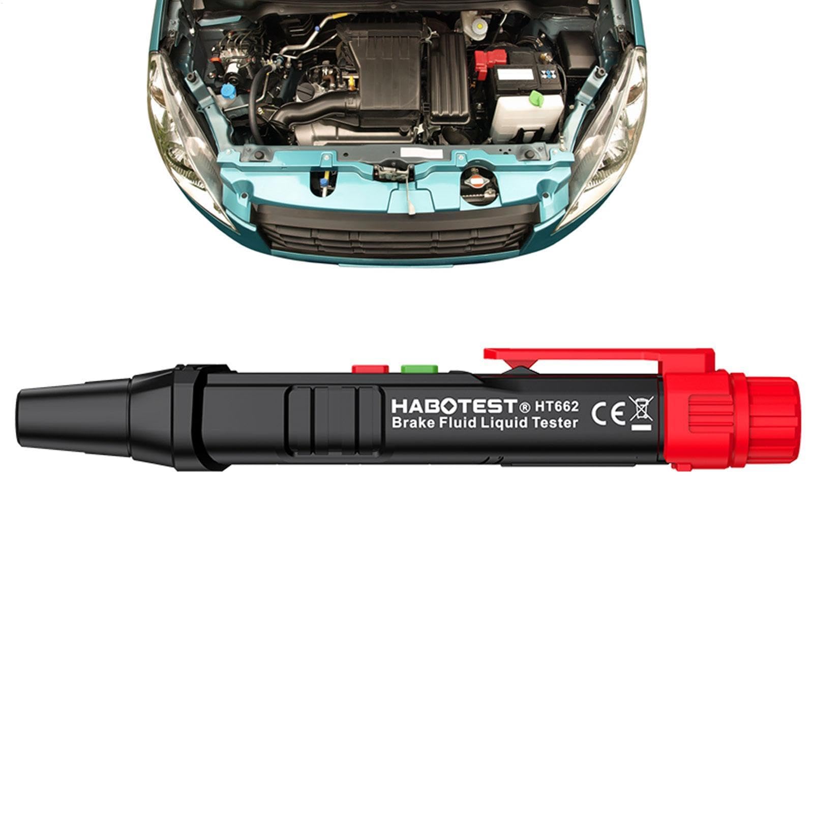 Bremsflüssigkeitstesterstift | Hydraulikflüssigkeits-Flüssigkeitsöl-Feuchtigkeitsanalysator mit Lichttonalarm, automatisches Bremsdiagnosetestgerät für Flüssigkeiten von Generic