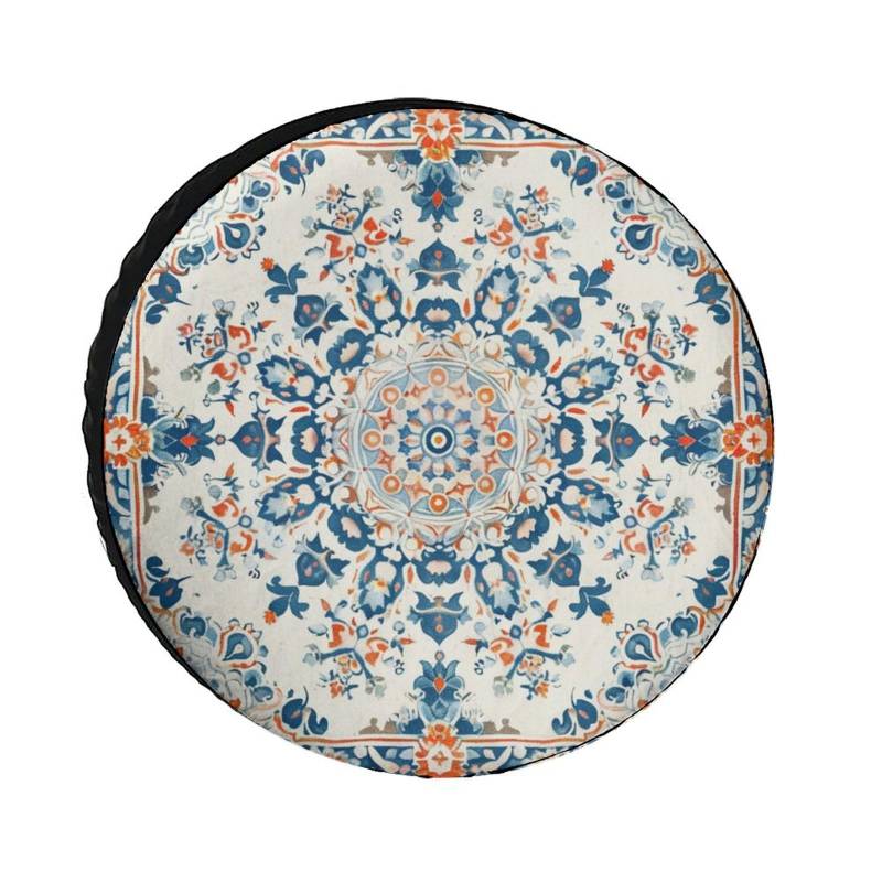 Buntes Mandalas-Muster In Blau Und Orange Ersatzrad Abdeckung Prämie Reifencover Schmutzfest Reserveradabdeckung Universal Für Wohnmobil LKW Rv 14Inch von Generic