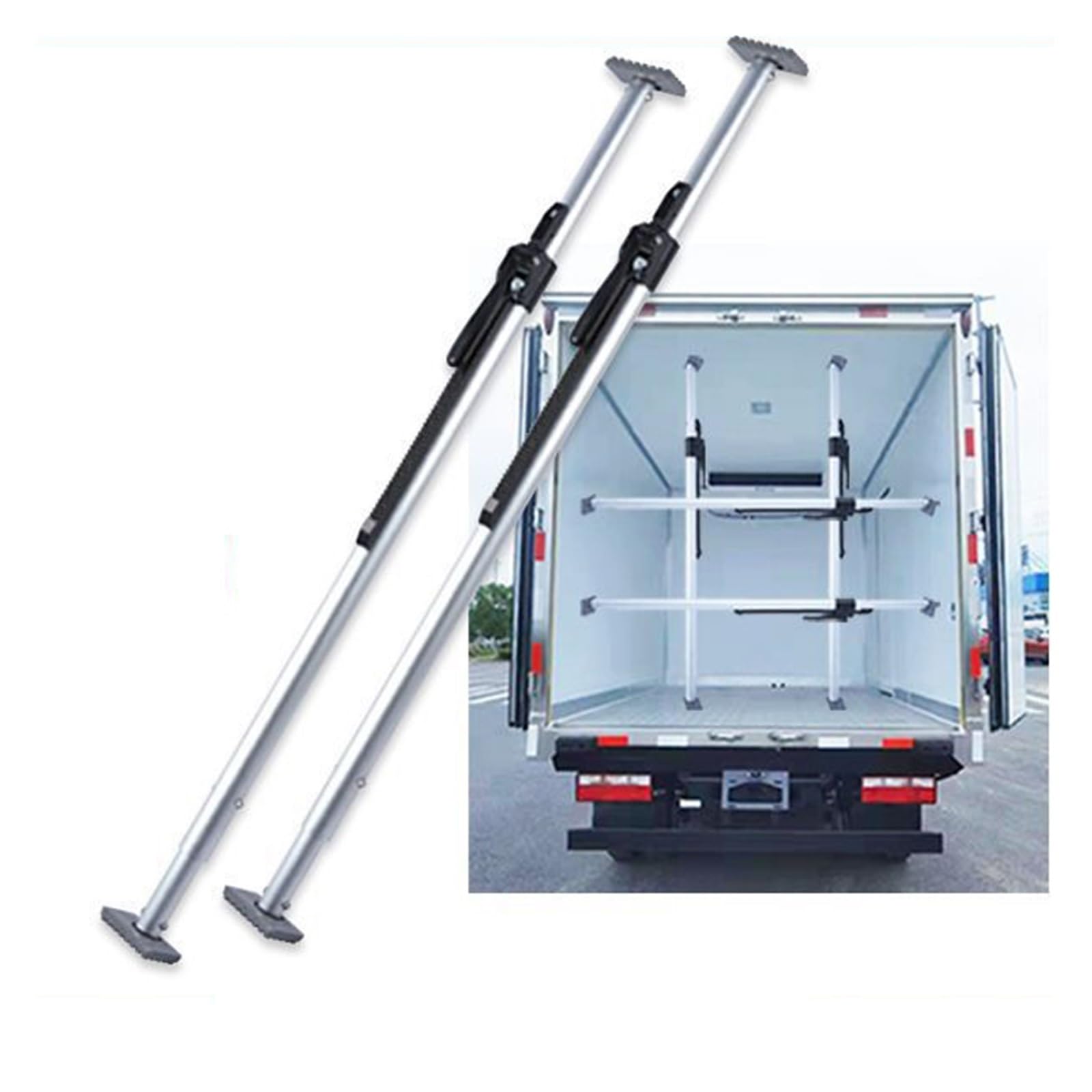 Cargo Bar LKW-Ladeflächenstange mit rutschfester Matte, 7,4 Fuß - 8,7 Fuß Aluminium-LKW-Ladeflächenstange, extra lange verstellbare Stützstange(1830-2200mm/6-7.2ft) von Generic