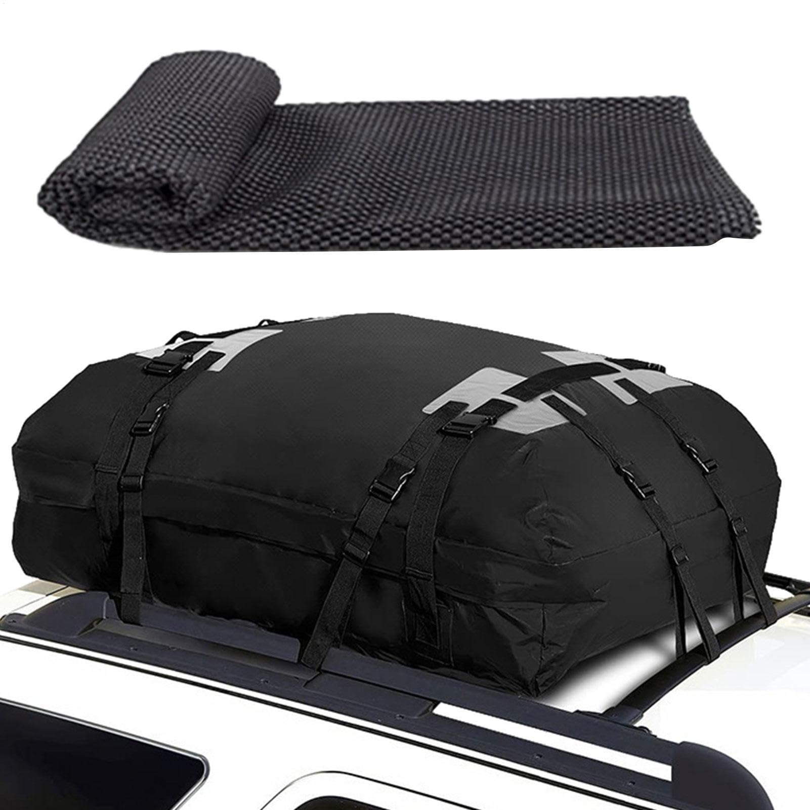 Cargo-Tasche auf dem Dach – Auto-Dachträger, Auto-Dachträger, Dachträger, 15 Kubikfuß, Auto-Cargo-Dachtasche mit faltbarem Design, wasserdichte 600D-Auto-Dachtasche, alle Fahrzeuge ohne Gepäckträger f von Generic