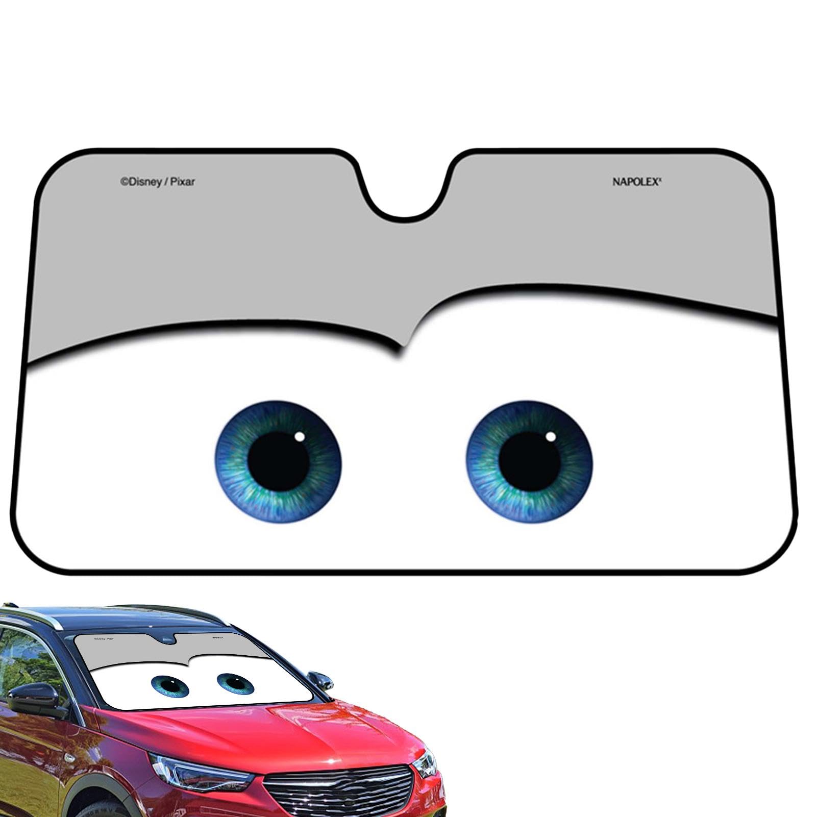 Cartoon-Auto-Visier, Auto-Frontscheiben-Sonnenschutz, Auto-Frontscheiben-Sonnenschutz mit Cartoon-Augen, faltbare Windschutzscheiben-Sonnenblenden halten kühl von Generic