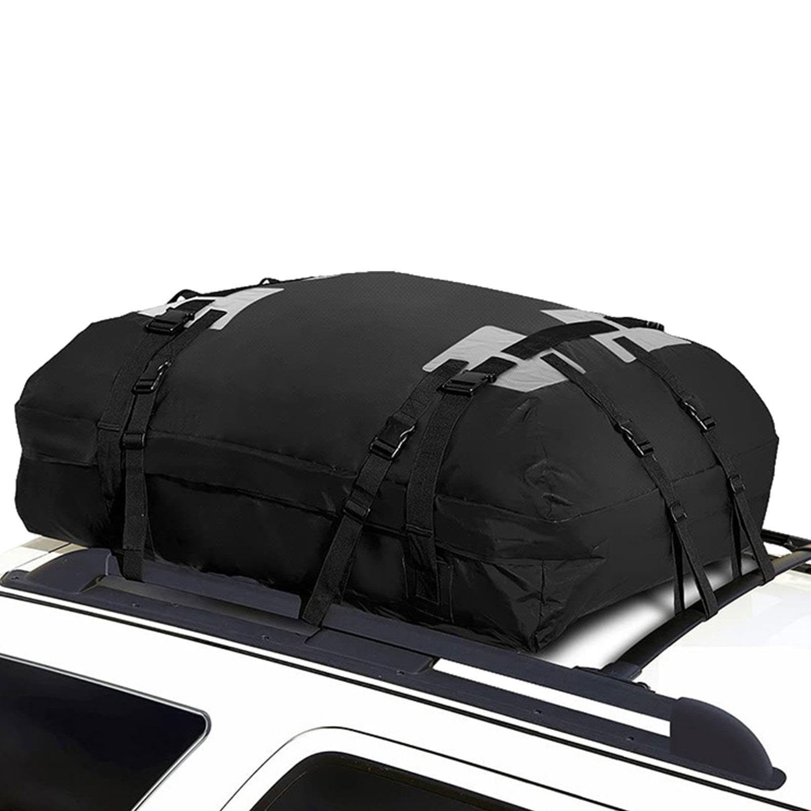 Dachträger Cargo Carrier - 15 Kubikfuß Auto Cargo Dachtasche mit faltbarem Design | 600D Oxford Tuch Wasserdicht Weiche Autodachtasche für Reisen und Frachttransport, Autos und Lieferwagen, passend von Generic