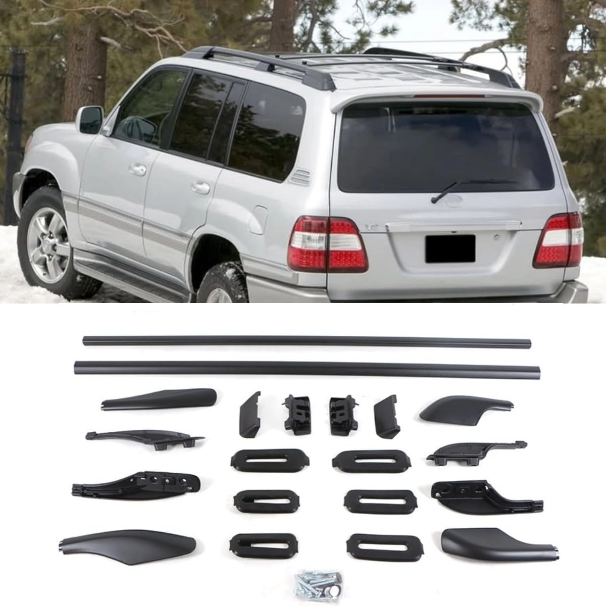 Dachträger Gepäckträger kompatibel mit Toyota Land Cruiser LC100 1998-2006 Kompatibel mit Lexus LX570 1998-2007 Body Kit Auto Zubehör (für Lexus LX570) von Generic