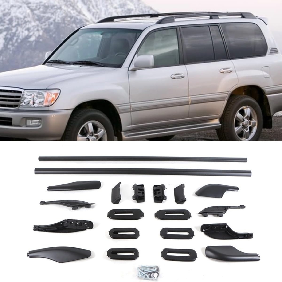 Dachträger Gepäckträger kompatibel mit Toyota Land Cruiser LC100 1998-2006 Kompatibel mit Lexus LX570 1998-2007 Body Kit Auto Zubehör (für Toyota Land Cruiser LC100) von Generic