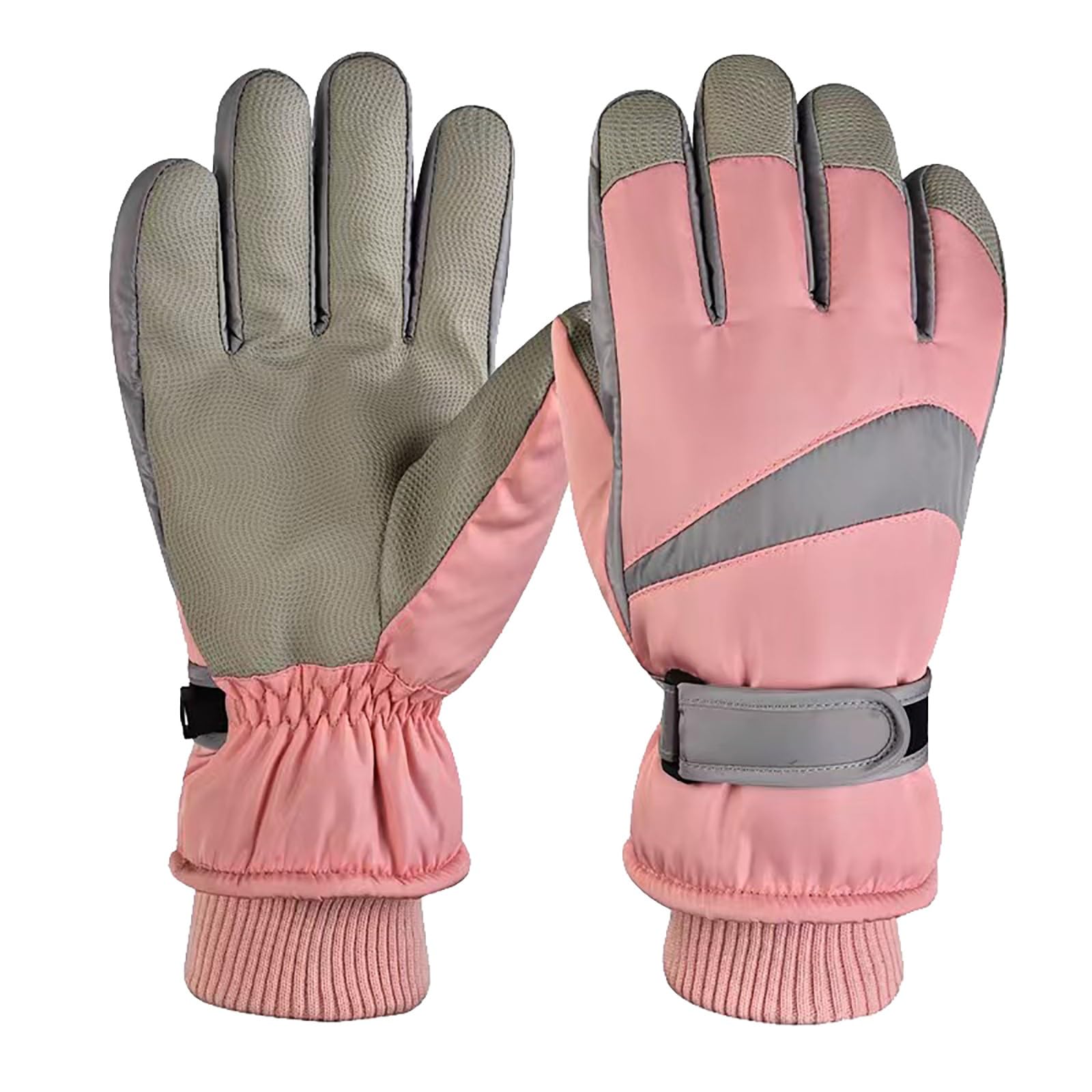 Damen Handschuhe 𝐋eder Lang Pleneal Winterhandschuhe, Schnee- und Skihandschuhe mit 10 Touchscreen-Fingern und bequemem, mehrlagigem, elastischem Handgelenkband 𝐖eißE Lange (Pink, One Size) von Generic