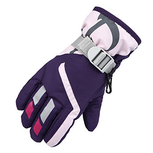 Damen Handschuhe Winter Warm Handschuhe Schnee für Winddicht Outdoor-Winter Skifahren Sport Kinderhandschuhe Mesh Handschuhe Lang (Purple, One Size) von Generic