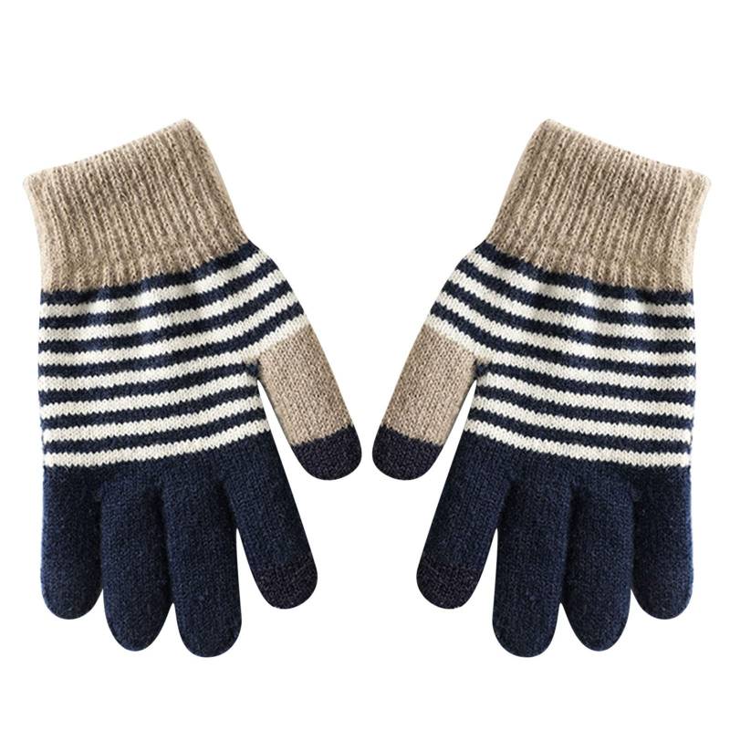 Damen Winter Screen Handschuhe Warme Strickhandschuhe Elastische Manschette Winter Herren SMS Handschuhe Catsuit Lack (Navy, One Size) von Generic