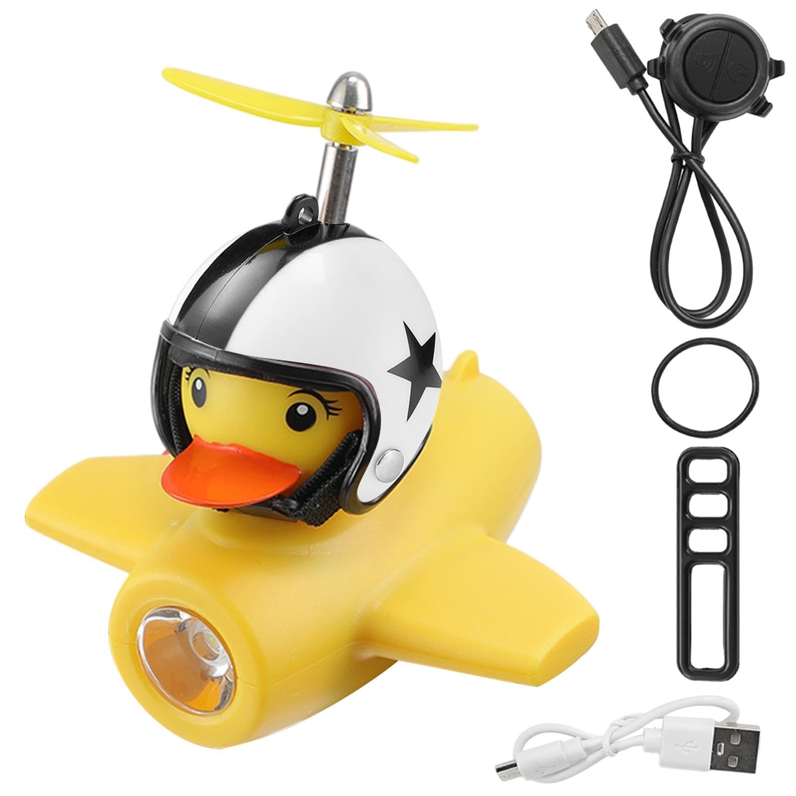 Duck Fahrradklingel – 2 Stück Gummi-Enten-Fahrradhupe, Fahrradscheinwerfer-Fahrradhupe | Yellow Duck Fahrradbeleuchtung, Klingelhupen Mit LED-Licht, Propeller-Lenker-Fahrradhupen, Fahrradzubehör von Generic