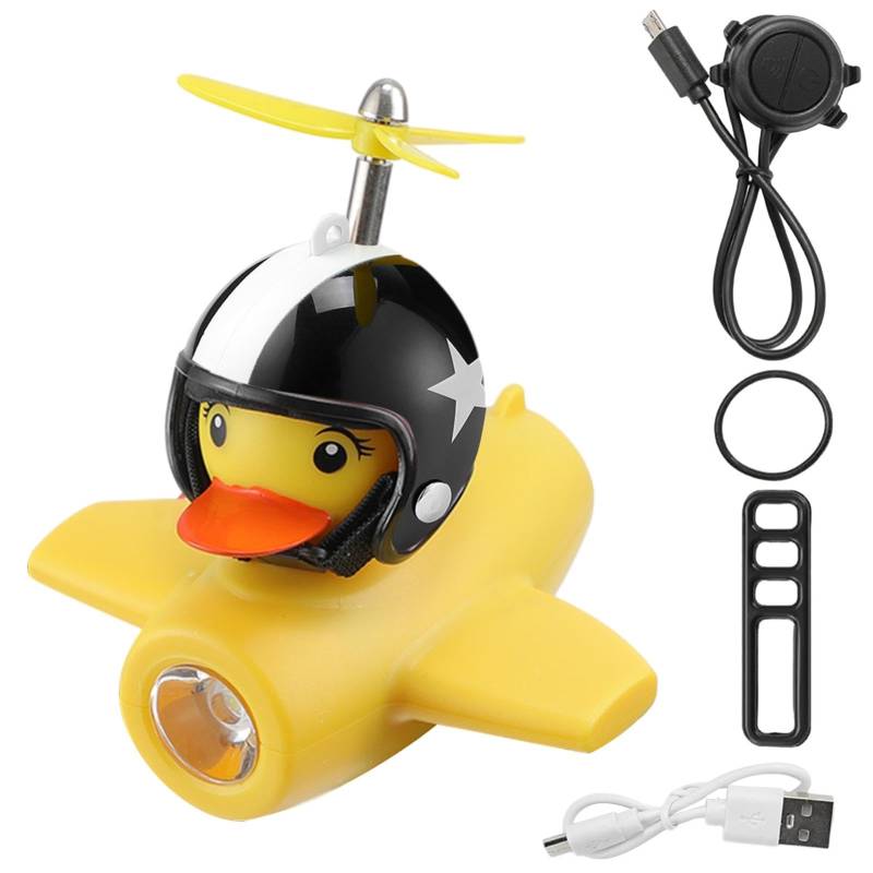 Duck Fahrradklingel – 2 Stück Gummi-Enten-Fahrradhupe, Fahrradscheinwerfer-Fahrradhupe | Yellow Duck Fahrradbeleuchtung, Klingelhupen Mit LED-Licht, Propeller-Lenker-Fahrradhupen, Fahrradzubehör von Generic