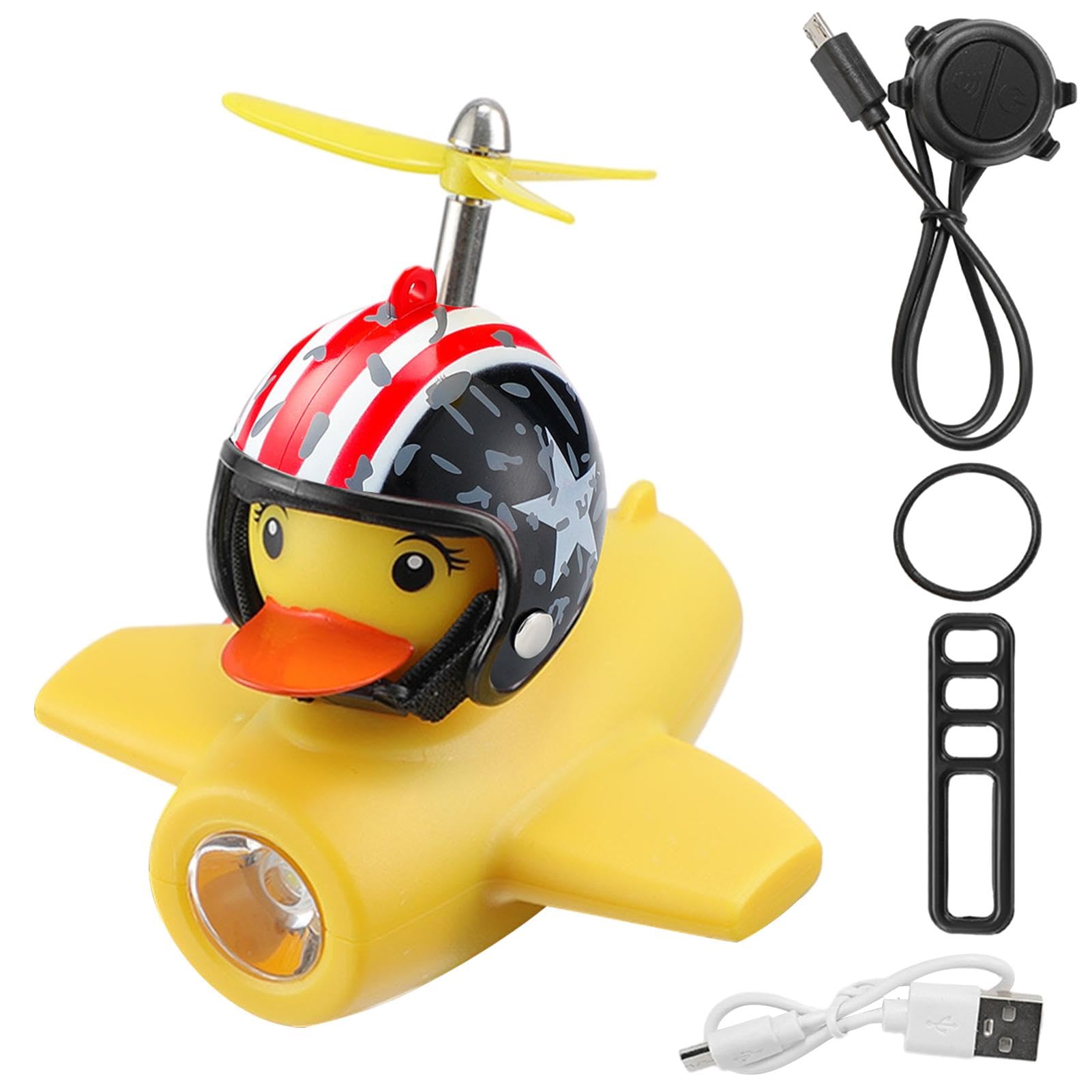 Duck Fahrradklingel – 2 Stück Gummi-Enten-Fahrradhupe, Fahrradscheinwerfer-Fahrradhupe | Yellow Duck Fahrradbeleuchtung, Klingelhupen Mit LED-Licht, Propeller-Lenker-Fahrradhupen, Fahrradzubehör von Generic