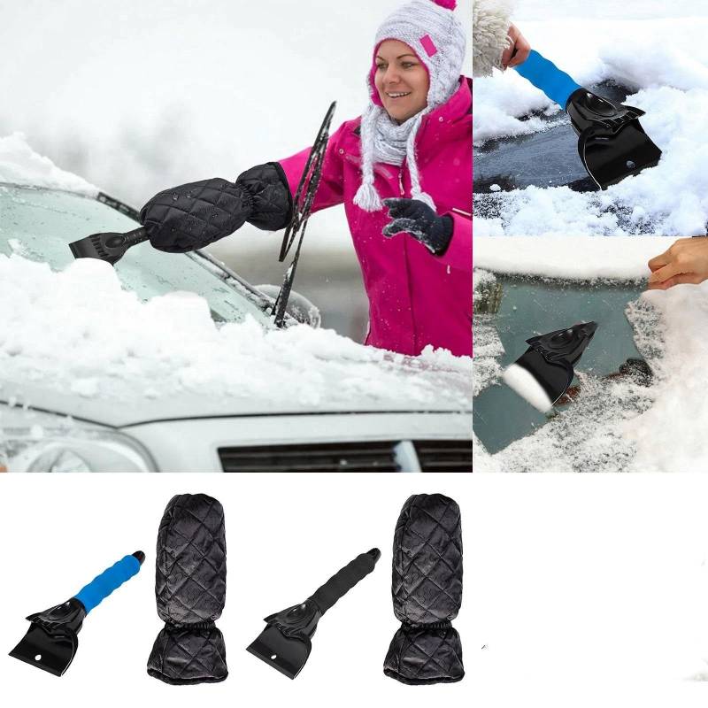 Eiskratzer mit Handschuh - Warmer & wasserfester Handschuh mit starkem Eiskratzer - Eiskratzer Auto mit Handschuh, Eiskratzer Auto Handschuh, Auto Eiskratzer mit Handschuh (Schwarz + Blau) von Generic