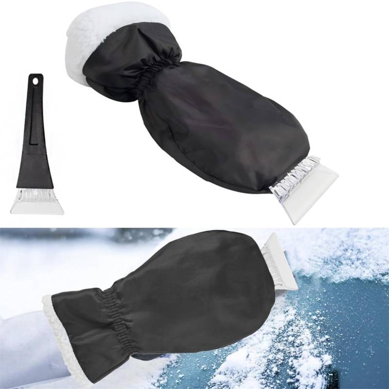 Eiskratzer mit Handschuh gefüttert/Eiskratzer Auto mit Handschuh/Schneekratzer Auto/Scheibenkratzer Winter/Eisschaber Auto/Eiskratzer Auto Handschuh - Schwarz (Schwarz) von Generic