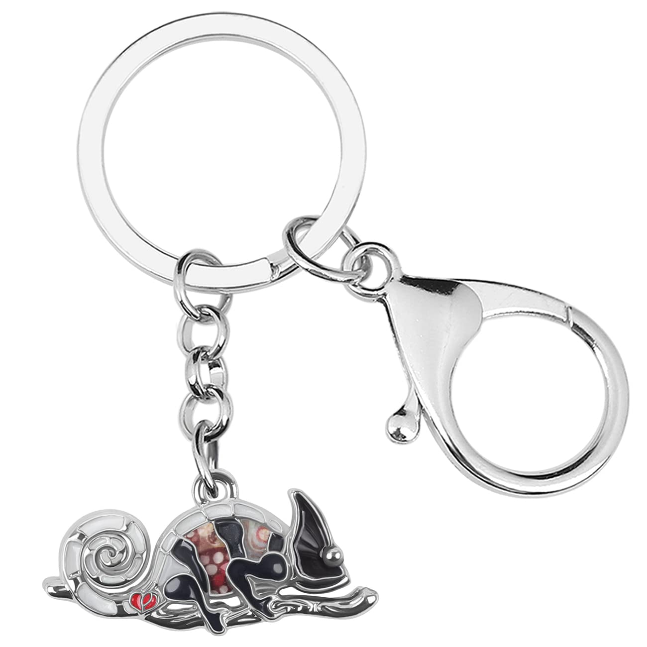 Emaille-Legierung Neuheit Chamäleon Schlüsselanhänger Eidechse Charms Geschenke für Frauen Mädchen Tasche Brieftasche (Schwarz), 14mm x 36mm von Generic