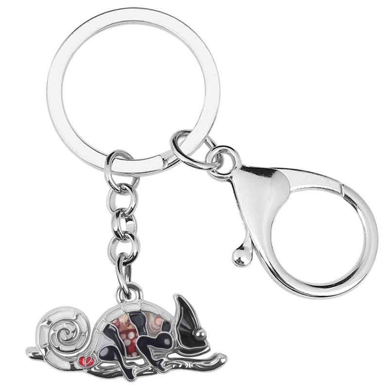 Emaille-Legierung Neuheit Chamäleon Schlüsselanhänger Eidechse Charms Geschenke für Frauen Mädchen Tasche Brieftasche (Schwarz), 14mm x 36mm von Generic