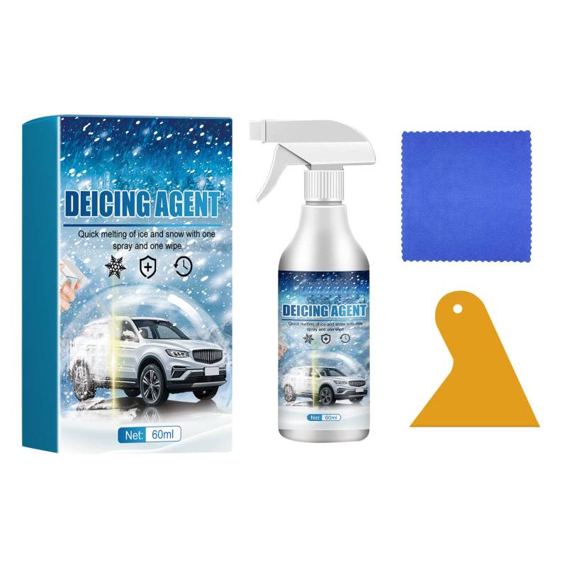 Enteiserspray Auto, Verhinderung der Wiedereisbildung, Umweltfreundliche Formel: Wasser, Salz, Wirkstoff, Puffer, Scheibenenteiser Scheibe Eisspray Spray Scheiben Enteisungsspray Set 60 ml (1) von Generic