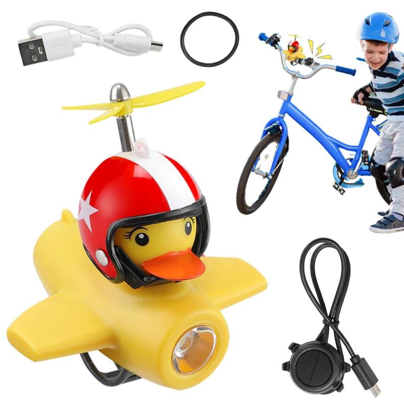 Enten-Fahrradklingel – 2er-Pack Gummi-Enten-Fahrradhupen, Helle Fahrradglocken Mit LED-Licht | Lustige Gelbe Enten-Fahrradhupen Mit Propeller, Enten-Fahrradklingel, Fahrradzubehör Für Kinder Und Erwac von Generic