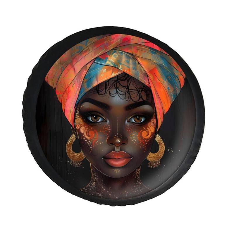 Ersatzradabdeckung Afrikanische Amerikanerin Hübsches Mädchen Vintage Auto Reifenabdeckung Universal Spare Tire Cover Wasserdicht Reifenschutzabdeckung Für Wohnmobile Truck Ersatzradreifen 14 inch von Generic