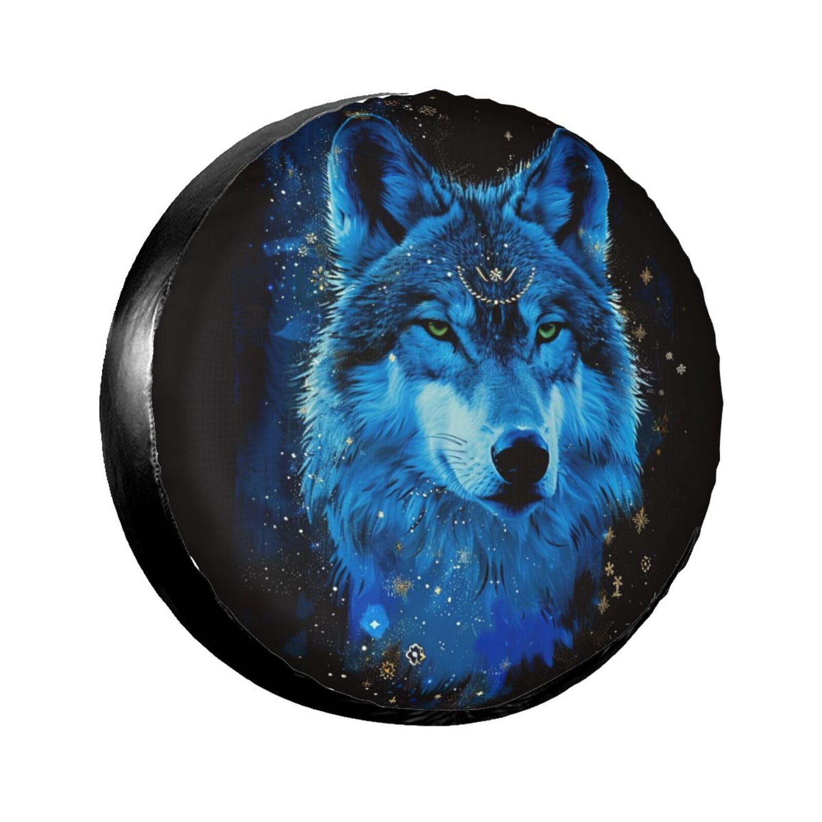 Ersatzradabdeckung Blauer Wolf Schwarz Tire Cover Uv-Schutz Reifen Tasche Waschbar Reifenhülle Für Viele Fahrzeug Geländewagen Ersatzradreifen 14 inch von Generic