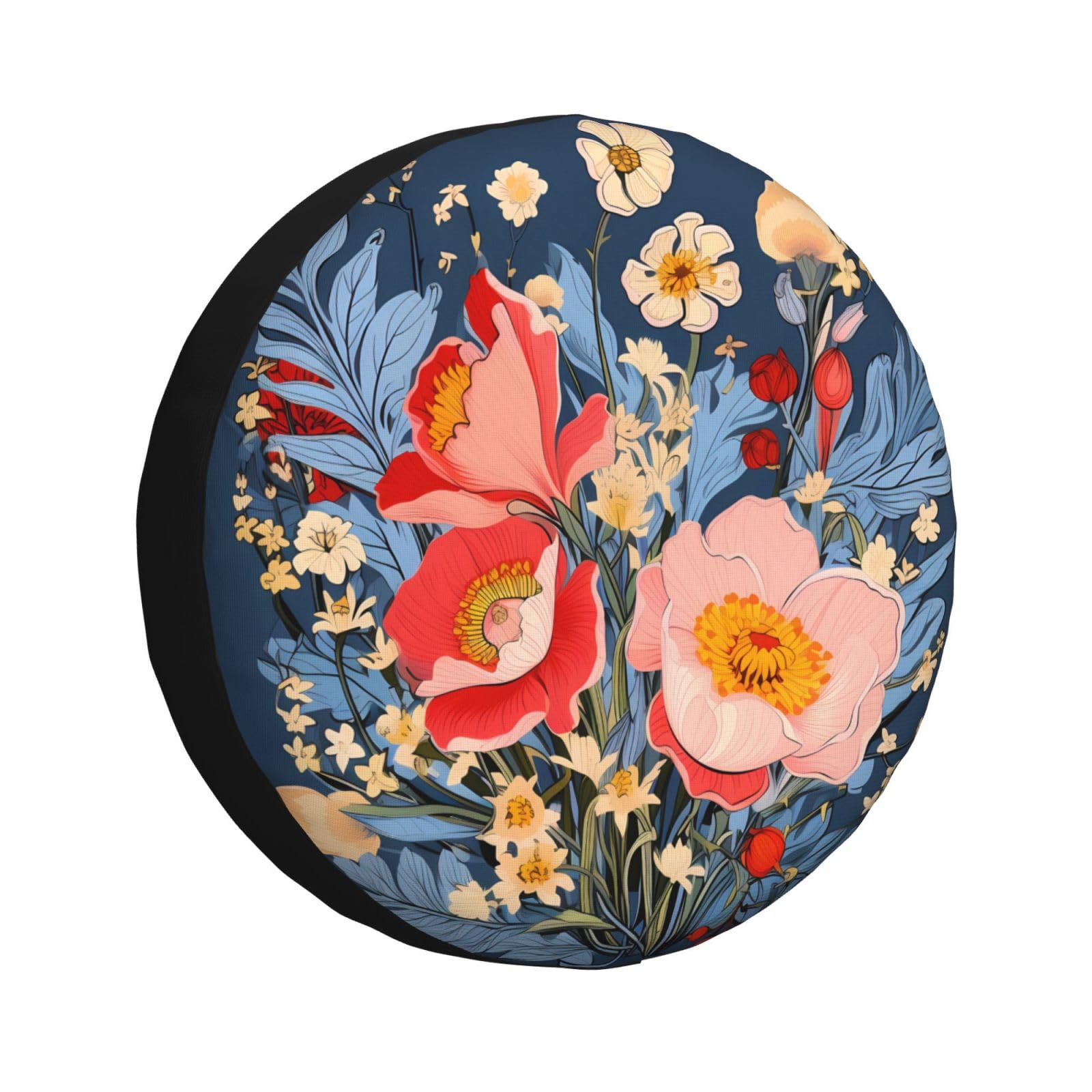 Ersatzradabdeckung Botanische Blumen Vintage Spare Tire Cover Schmutzfest Autoreifen Tasche Uv-Schutz Reifen Tasche Für Anhänger 4 Saison Geländewagen 17 inch von Generic