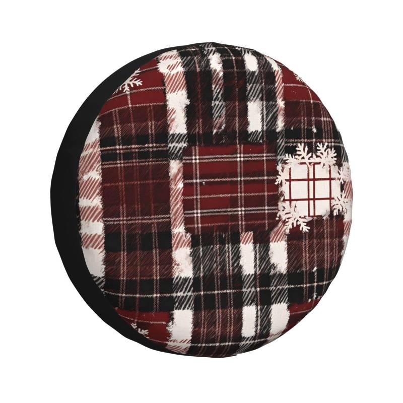 Ersatzradabdeckung Vintage Schneeflocke Plaid Auto Reserverad Abdeckung Prämie Reserveradabdeckung Uv-Schutz Radschutzhülle Für Wohnmobile Anhänger Truck 17 inch von Generic