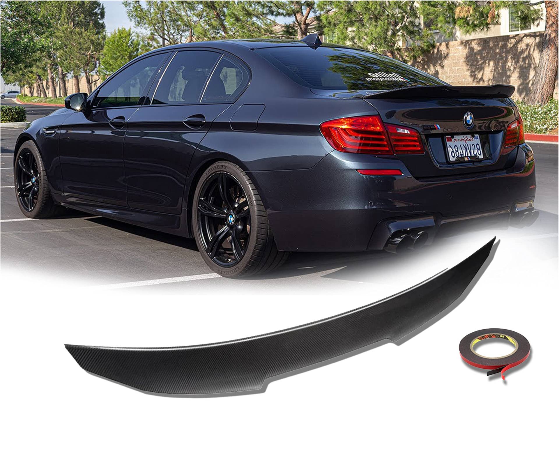 Generic F10 Heckspoiler PSM Style: Schwarz, ABS-Kunststoff, Selbstklebend für BMW 5er-Serie F10 2010–2017 von Generic