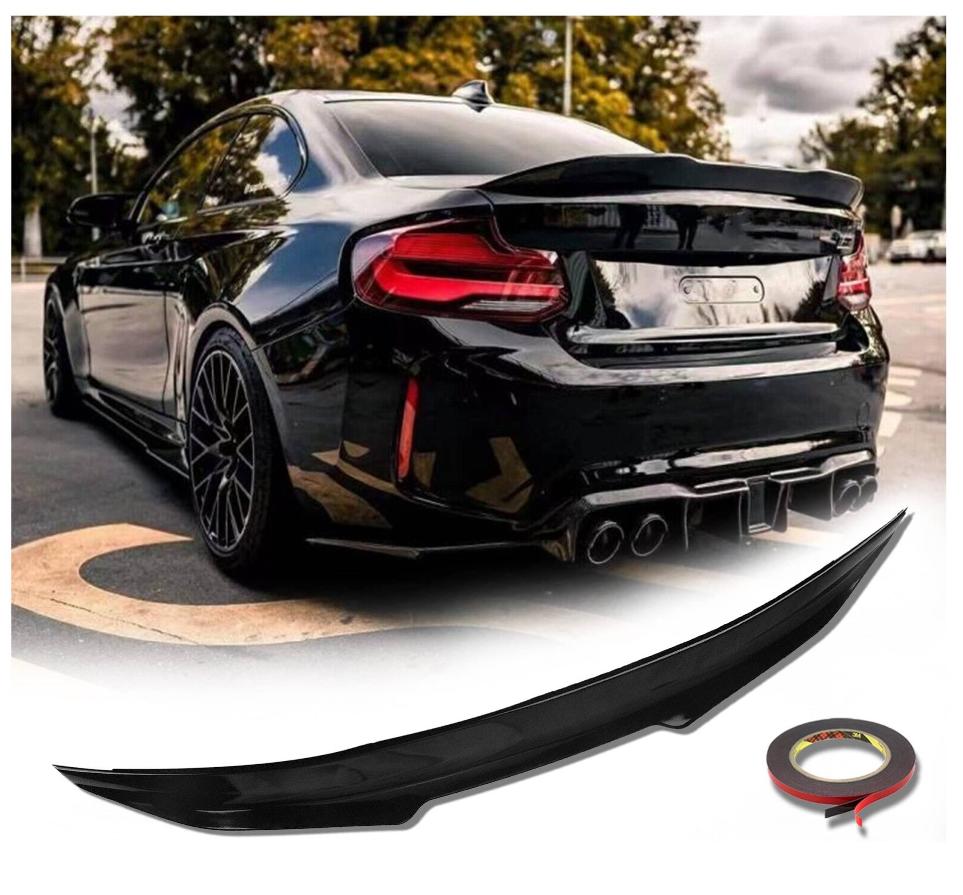 F22 PSM Heckspoiler für Kofferraum, glänzend, schwarz, für BMW 2er-Serie 2014–2021 M Tuning Coupe 2-Türer 218i 220i 230i 240i m240i 218d 220d 230d 240d ABS Kunststoff von Generic