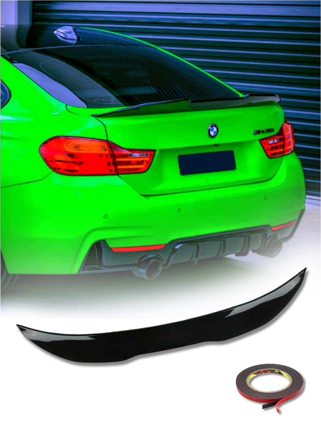 F32 PSM Style Kofferraumspoiler Heckspoiler Glänzend Schwarz für BMW 4er 2014-2019 Performance Tuning Limousine 2-Türer Coupe 420i 428i 430i 435i 440i Heckklappenspoiler Lippe von Generic