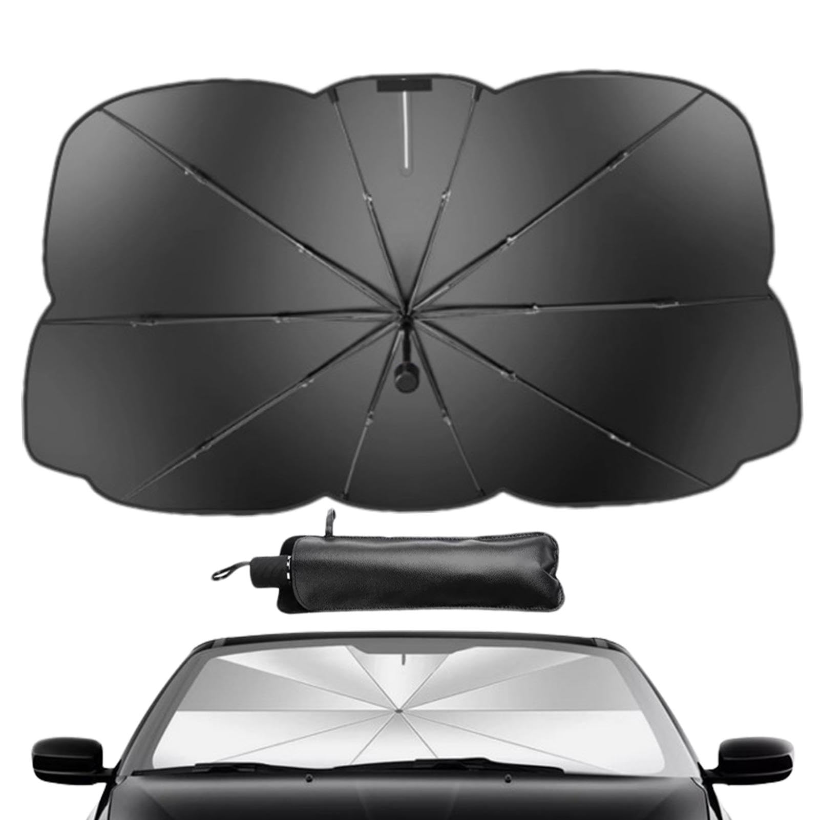 Faltbarer Windschutzscheibenschirm – UV-blockierender Auto-Sonnenschutz, Wärmeisolationsschutz | Nano-Kühltuch-Sonnenschutz mit leicht aufklappbarem Auto-Frontsonnenschutz für Auto, LKW, Wohnmobil (55 von Generic