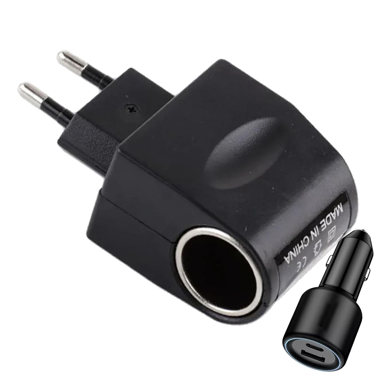 Feuerzeug-Stecker-Adapter - 12-Volt-Auto-Adapter, 220V Zu 12V Feuerzeugkonverter | AC/DC-Automobilzubehör, Schwarz, Für Armaturenbrett-Kamera, Auto-Lüfter-Radiosender von Generic