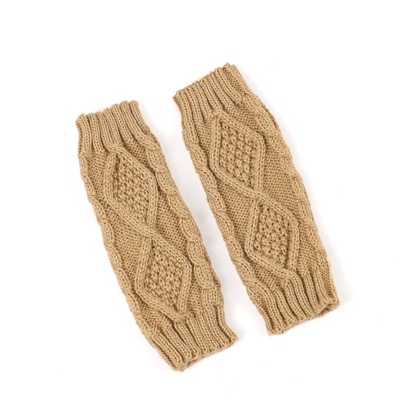 Fingerlose Handschuhe Damen Gestrickte Pulswärmer Stulpen Thermo Halb Fingerlose Handschuhe Winter Strickhandschuhe Kurze Armstulpen Handstulpen mit Daumenloch Warm Halbfingerhandschuhe (Beige) von Generic