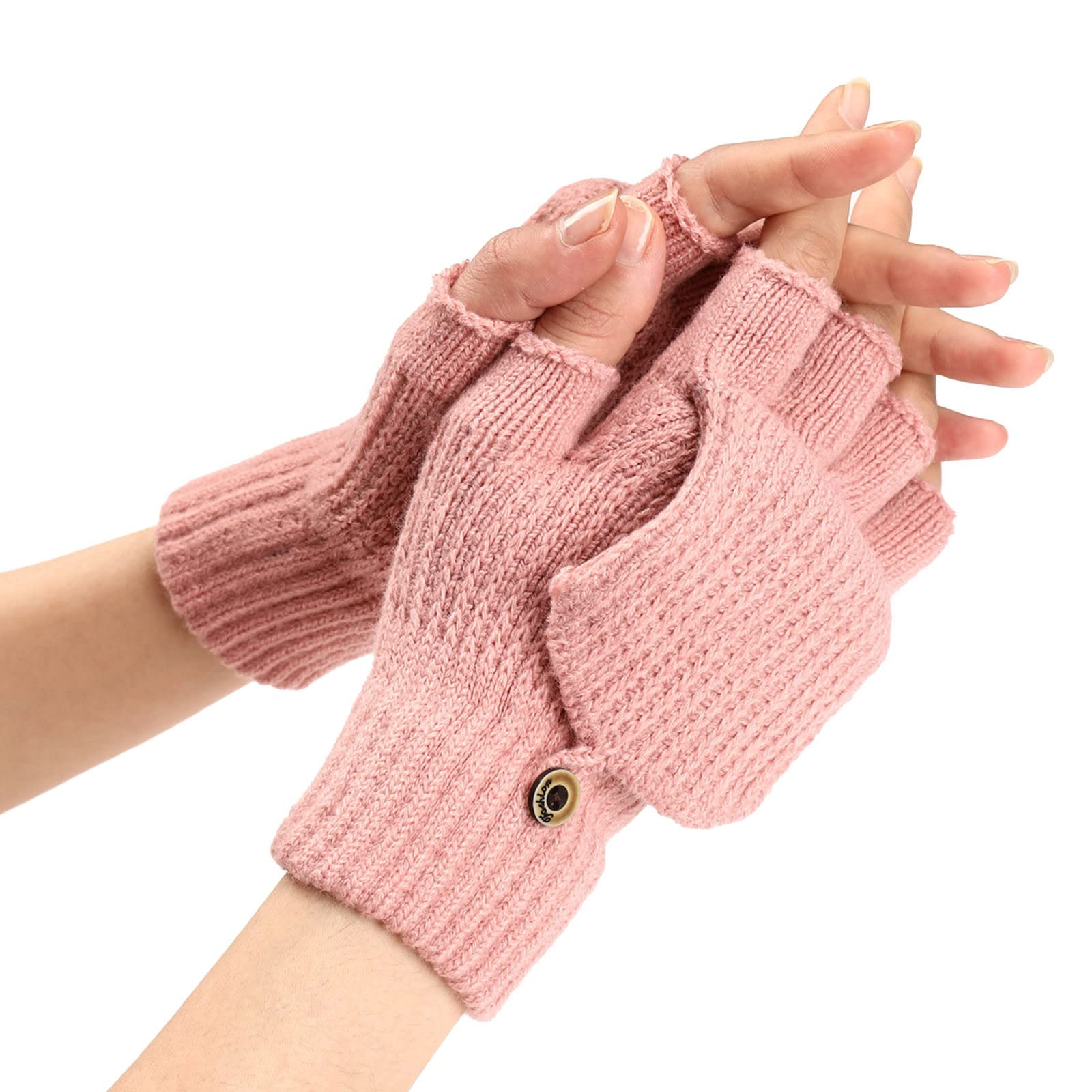 Fingerlose Handschuhe Damen Winter Warme Thermo Fahrradhandschuhe Touchscreen Winterhandschuhe Gefüttert Gloves Fahrradhandschuhe Skihandschuhe Thermohandschuhe (Pink, One Size) von Generic