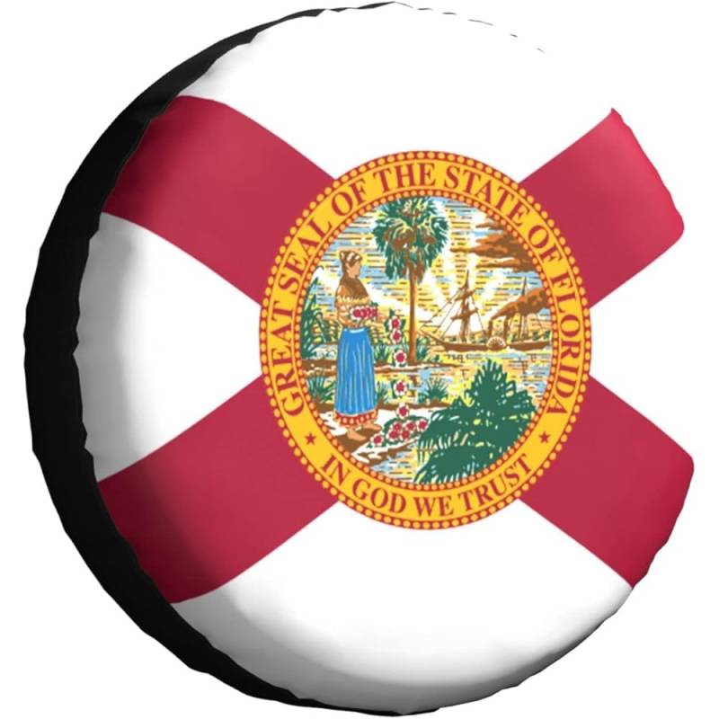 Flagge Von Florida Reifencover Staubdicht Radreifenabdeckung Schmutzfest Reserveradabdeckung Universal Für Anhänger Rv LKW 15Inch von Generic