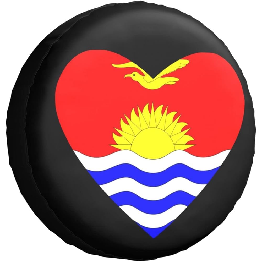 Flagge Von Kiribati Herz Reserverad Reifenabdeckung Staubdicht Reserveradabdeckung Wasserdicht Ersatzrad Abdeckung Universal Für Auto Rv Anhänger 15Inch von Generic