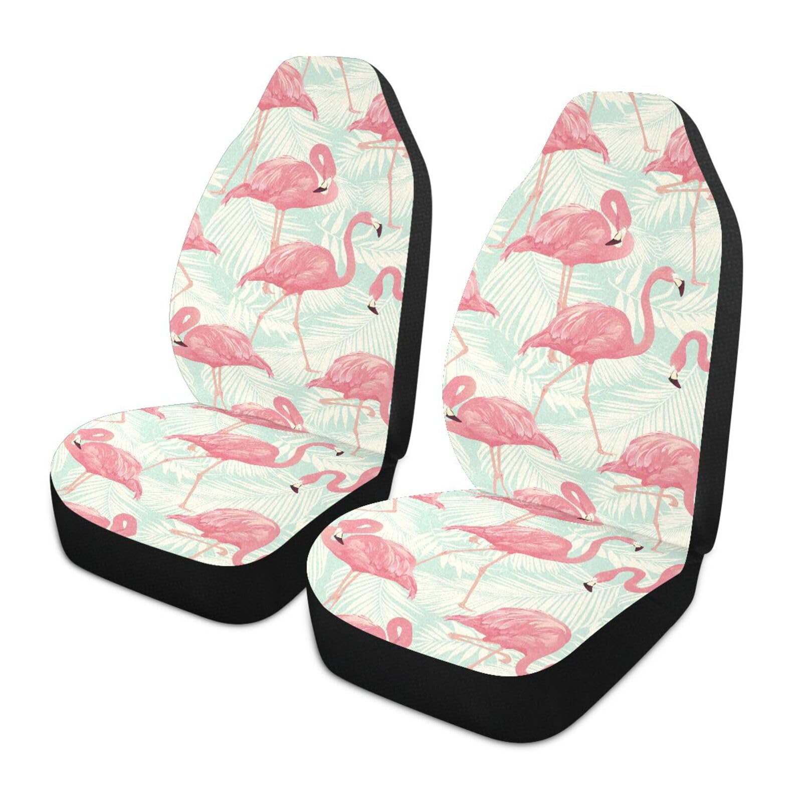 Flamingo Autositzbezüge für Damen, Vogel- und Tropisch, passend für Autos, SUVs, LKW, Limousine, Sitzbezüge mit Organizer-Tasche von Generic