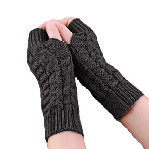 Fleece Handschuhe Damen Warm Fäustling Mode Gestrickte Weiche Warme Arm Winterhandschuhe Fingerlose Unisex-Handschuhe Schwarze Spitze (Grey, One Size) von Generic